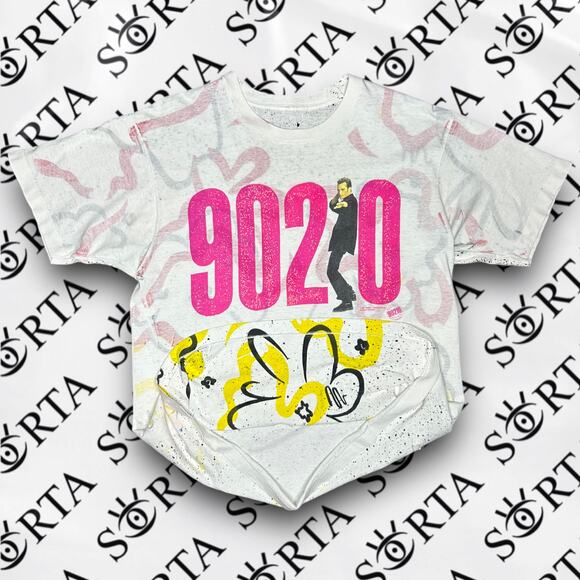 VTG 1991 Luke Perry Beverly Hills 90210 Reverse print AOP Rare Shirt - Picture 1 of 11